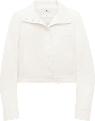 Courrèges chest logo-patch shirt jacket - women - Cotton/Elastane/Polyurethane - 42 - White