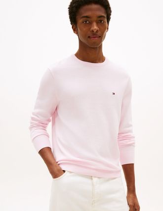 Tommy Hilfiger Mens Essential Crew Neck Sweatshirt in Light Pink Cotton - Size X-Large