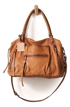 Free People We The Free Emerson Lambskin Leather Tote in Saddle at Nordstrom
