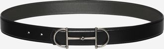 Gucci Mens Reversible Leather Belt With Clasp Black Calfskin