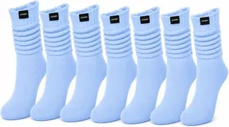 Lechery 7-Pack Scrunch Slouchy Retro Boot Gym Sports Socks in Powder Blue at Nordstrom