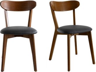 Miliboo Sillas Vintage Madera Oscura Y Asiento Negro (lote De 2) Dove