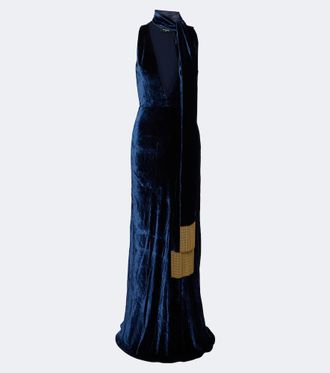Etro Vestido de fiesta de terciopelo con bufanda