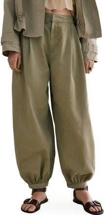 Mango Souffle Balloon Jeans in Khaki Green at Nordstrom, Size 10