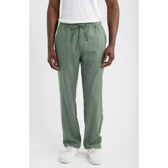 Mack Weldon Straight Leg Linen Blend Drawstring Pants in Cactus at Nordstrom, Size Xx-Large