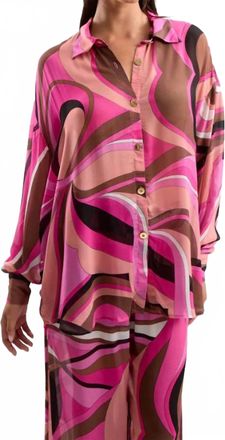 Cin Cin Solace Printed Button Up Shirt In Dolce Pink