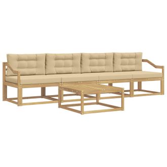 vidaXL Conjunto De Sof&aacute;s De Exterior Con Coj&iacute;n 4 Pcs Y Beige Vidaxl
