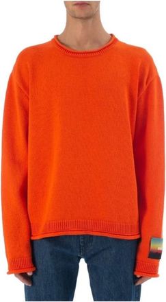 Msgm Oranje Katoenen Heren T-shirt - Heren - Ronde hals truien - Rood - M - Katoen - Truien & Vesten