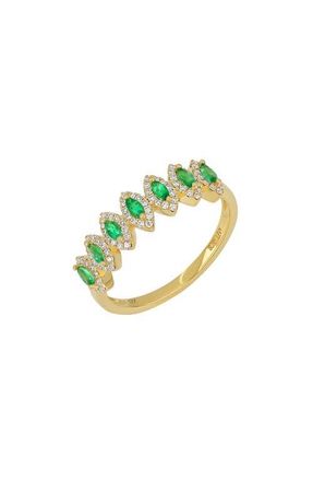 Bony Levy El Mar Marquise Emerald & Diamond Ring in 18K Yellow Gold at Nordstrom, Size 9