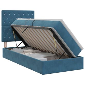 vidaXL Cama Con Almacenamiento Y Colch&oacute;n Azul Oscuro 100 X 200 Cm Vidaxl