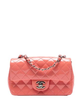 Chanel 2015-2016 Mini Rectangular Classic Patent Single Flap crossbody bag - Pink