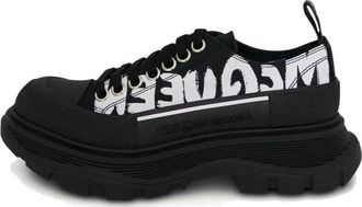Alexander McQueen (WMNS) Alexander McQueen Tread Slick Low Lace Up Canvas Graffiti Black White 676711W4RQ21006