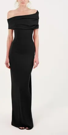 Nocturne Asymmetric Strapless Maxi Dress in Black at Nordstrom, Size X-Small