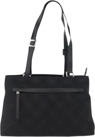 Ferragamo Pre-owned Tote Bags, female, Black, Size: ONE SIZE Pre-owned Canvas Shoulder Bag