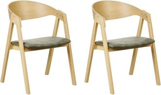 Beliani Set of 2 Dining Chairs YUBA Wood Dark Green