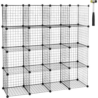 Woltu Woltu - 16 Cubi Fai da Te Filo Griglia. Scaffale Organizer Libreria Rack Metallico
