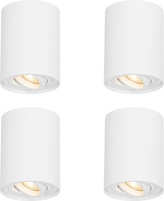 QAZQA Qazqa Juego De 4 Focos De Techo Modernos Blancos Giratorios E