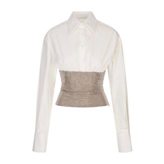 Giuseppe Di Morabito Blouses, female, White, Size: 2XS Crystal Detail White Shirt Womens Fashion