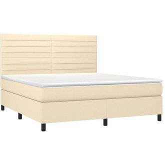 vidaXL Vidaxl - Cama Box Spring Colch&oacute;n Y Luces Led Tela Crema 160x200 Cm