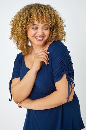 Roman Plain Ruched Tie Top