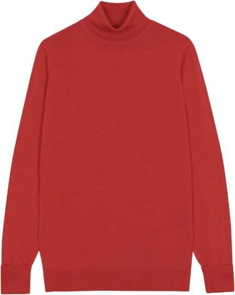 John Smedley Turtlenecks, male, Red, M, Cherwell Roll Neck Jumper