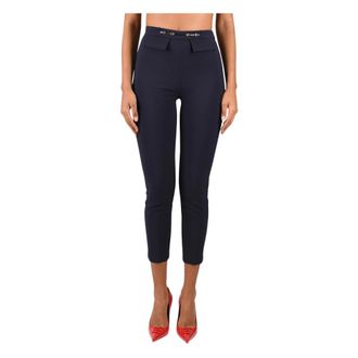 Elisabetta Franchi Double-crepe Stretch Pantalon - Dames - Broeken - Blauw - Maat: S Leer