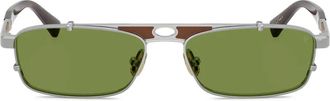 Brunello Cucinelli rectangle-frame sunglasses - unisex - Titanium - 55 - Silver