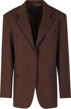 Federica Tosi Blazer Over Monopetto Frescolana - Dames - Blazers - Bruin - L - Leer - Jassen