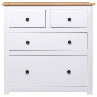 Berkfield Home Sideboard White 80x40x83 cm Pinewood Panama Range | Size: 80 x 40 x 83 cm