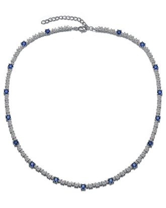 Rachel Glauber Plated Cz Tennis Necklace
