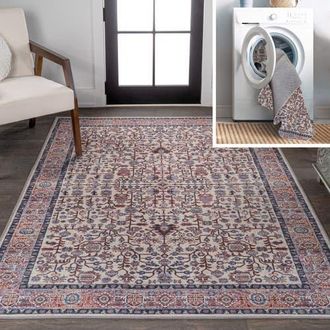 Jonathan Y Designs Kemer All-Over Persian Machine-Washable Area Rug in Beige/red/blue at Nordstrom, Size 3Ft 0In X 5Ft 0In