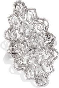 Savvy Cie Jewels Filigree Diamond Ring in White at Nordstrom Rack, Size 6