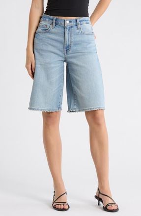 Daze Cruiser Distressed Denim Bermuda Shorts in Fools Gold at Nordstrom, Size 25