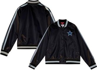Mitchell & Ness Womens Mitchell & Ness Black Dallas Cowboys Raglan Satin Full-Snap Jacket at Nordstrom, Size Small