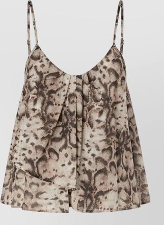 Pinko layered animal print silk blend top