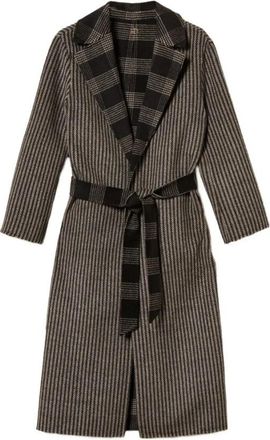 Twinset Double Wool Cloth Reversible Coat - Dames - Jas met riem - Bruin - XL - Wol - Jassen
