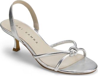 Yosi Samra Kaia Slingback Kitten Heel Sandal in Silver at Nordstrom, Size 9