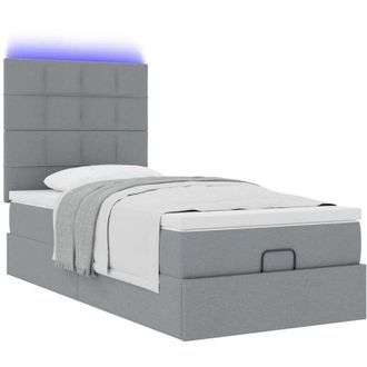 vidaXL Vidaxl - Estructura De Cama Otomana Con Colch&oacute;n Tela Gris Claro 90x190cm