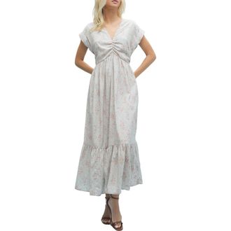 Wishlist Floral Cinched Midi Dress in Cloud/Rose at Nordstrom Rack, Size Medium