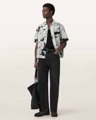 AllSaints Cotton Girona Linen Blend Cropped Shirt, Size: XXL