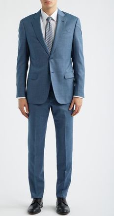 Emporio Armani Teal Microcheck Virgin Wool Suit at Nordstrom, Size 40 Us