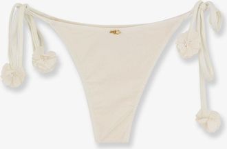 PatBo Womens Nylon Bikini Bottoms With Floral Detail White Polyester Swimwear Sea Clothing