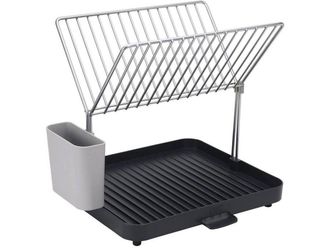 Joseph Joseph Escurreplatos En Forma De Y Joseph Joseph, Dise&ntilde;o De 2 Niveles, Capacidad Para Platos Y Utensilios, Drenaje Eficiente, Gris/azul, Apto Para Espacios P
