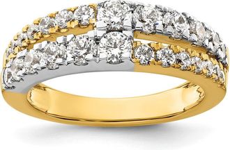Diamond2Deal 14k Two-tone Lab Grown Diamond Wedding Band Ring 1.25Ct Clarity- VS Color- G-H
