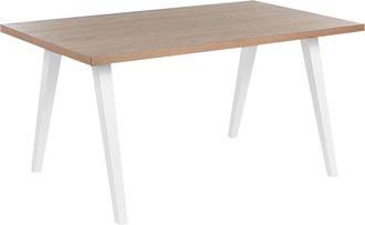 Beliani Beliani - Mesa De Comedor Madera Clara Blanco 150 X 90 Cm Tablero Mdf Roble Patas Lenister