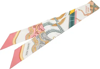 Herm&egrave;s Pre-owned Womens Grand Apparat Silk Twilly Scarf - White Textile - One Size