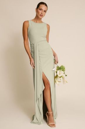 Six Stories Drape Gathered Sleeveless Stretch in Sage at Nordstrom, Size 4