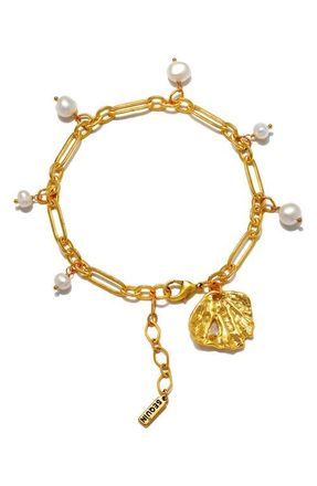 Sequin Daniela Seashell Freshwater Pearl Anklet in Gold/Pearl at Nordstrom
