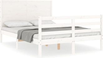 vidaXL Vidaxl - Estructura De Cama Con Cabecero Madera Maciza Blanco 140x190 Cm
