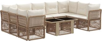 vidaXL Conjunto De Sof&aacute;s De Jard&iacute;n 10 Uds. Beige Rat&aacute;n Sint&eacute;tico Vidaxl